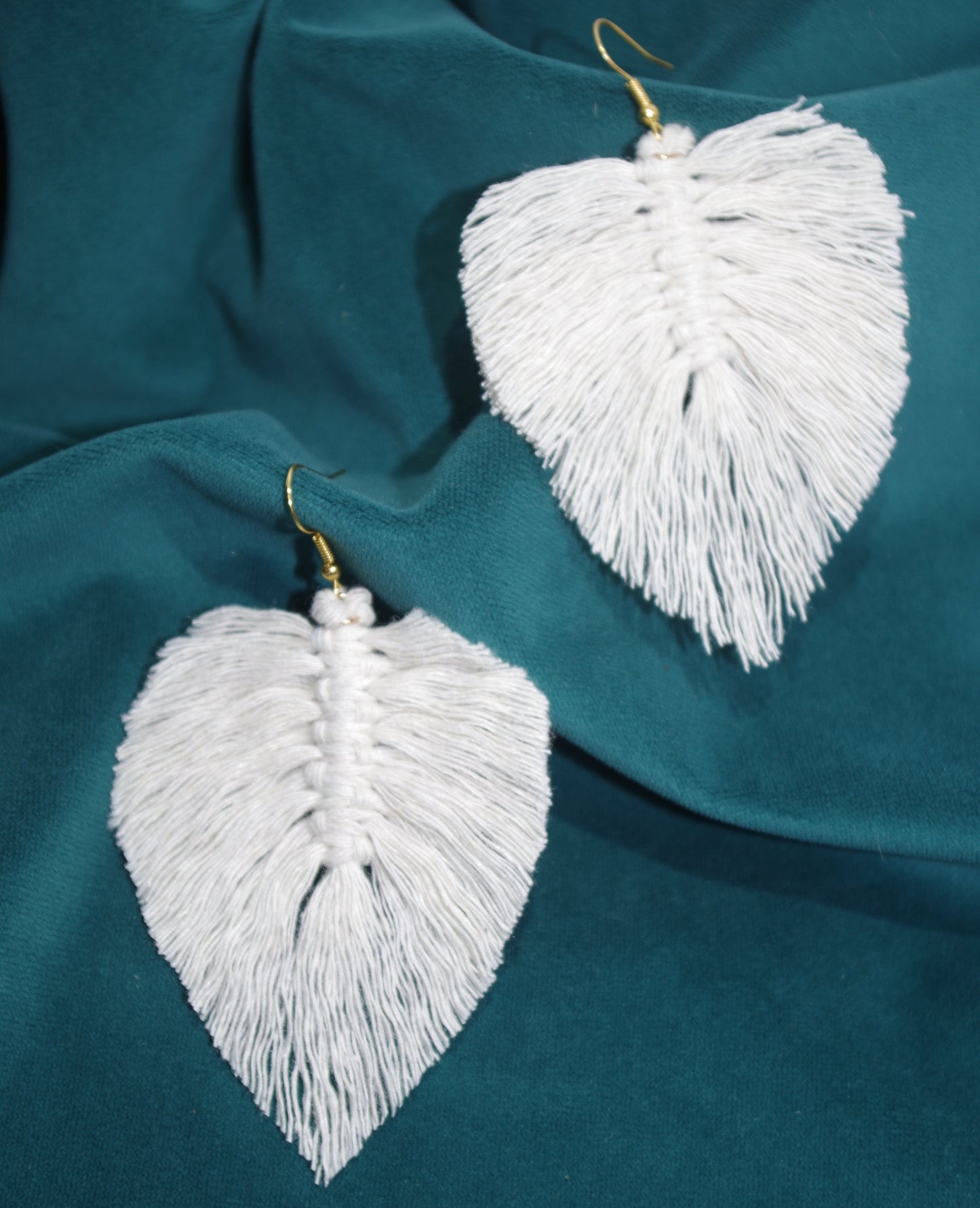 Plume - feuille macramé beige