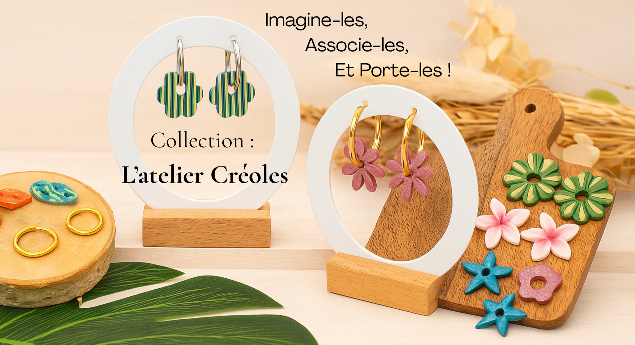 Créoles personnalisables couleur pastel