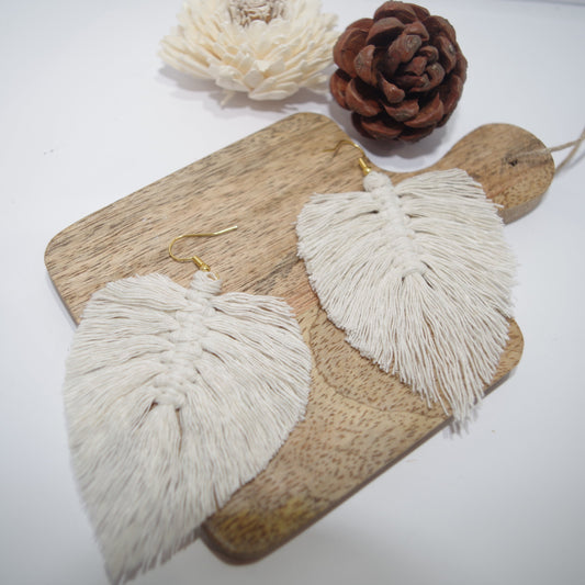 Plume - feuille macramé beige image 1
